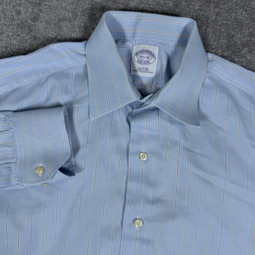 Brooks Brothers Shirt Men's 15.5 32 Blue Plaid USA‎ Made Long Sleeve
